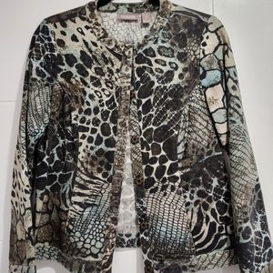 Chicos Jacket animal print plus shell